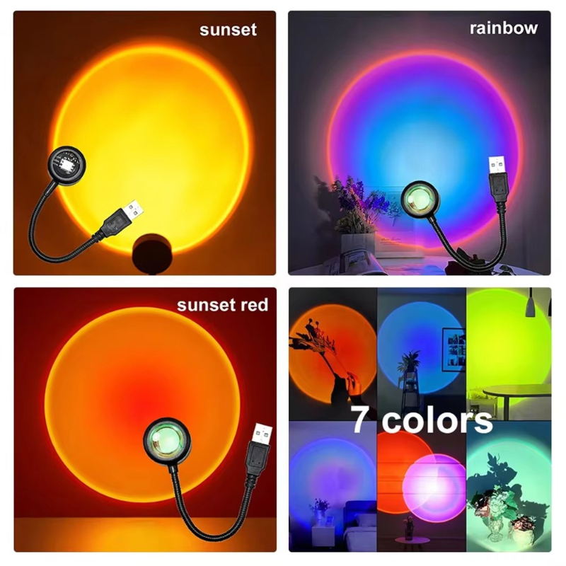 1-4pcs Sunset Lamp LED Rainbow - Photography Lighting Home 评论和价格