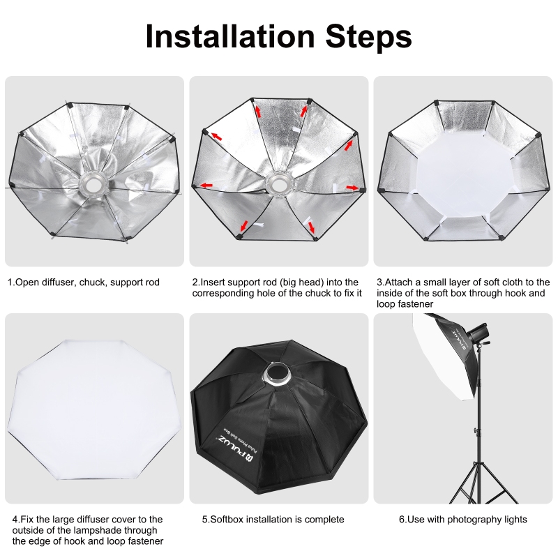 PULUZ 95cm Octagon Photography - Photography Lighting Flash 评论和价格