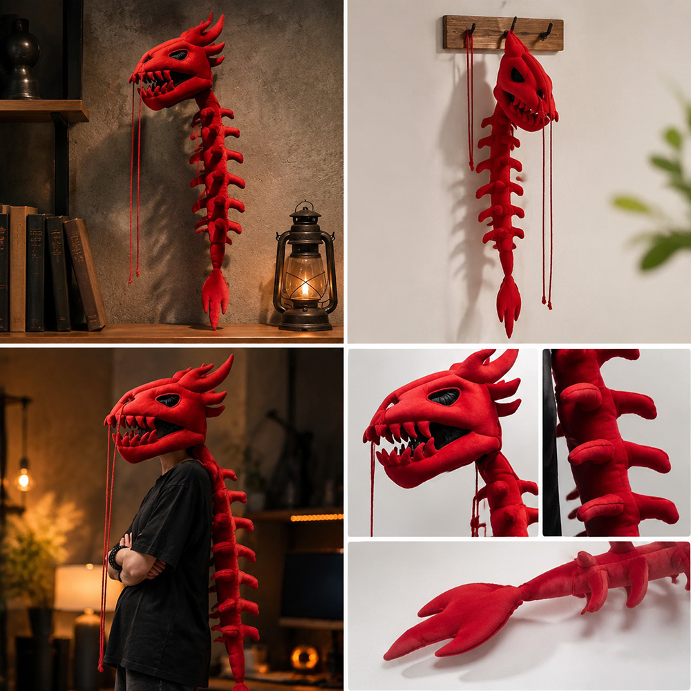 Dragon Skull Spine Plush Hood  - Photography Lighting Home 评论和价格