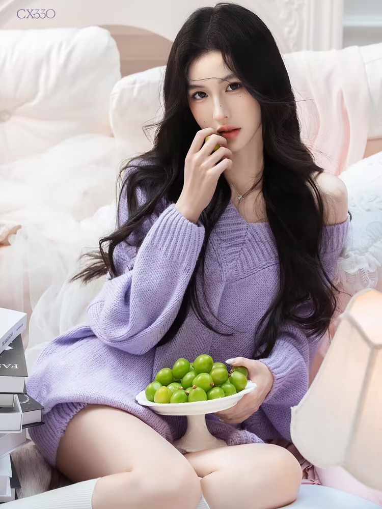 Autumn Winter Purple Sweater O - Photography Lighting Home 评论和价格